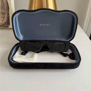 Gucci Black Rectangular Sunglasses. Worn once, perfect condition!